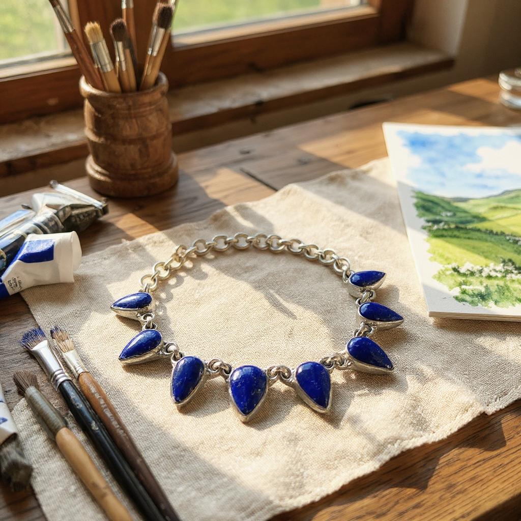 Pulsera de Lapislazuli de Afganistan Plata 925 - Joyas Velardi