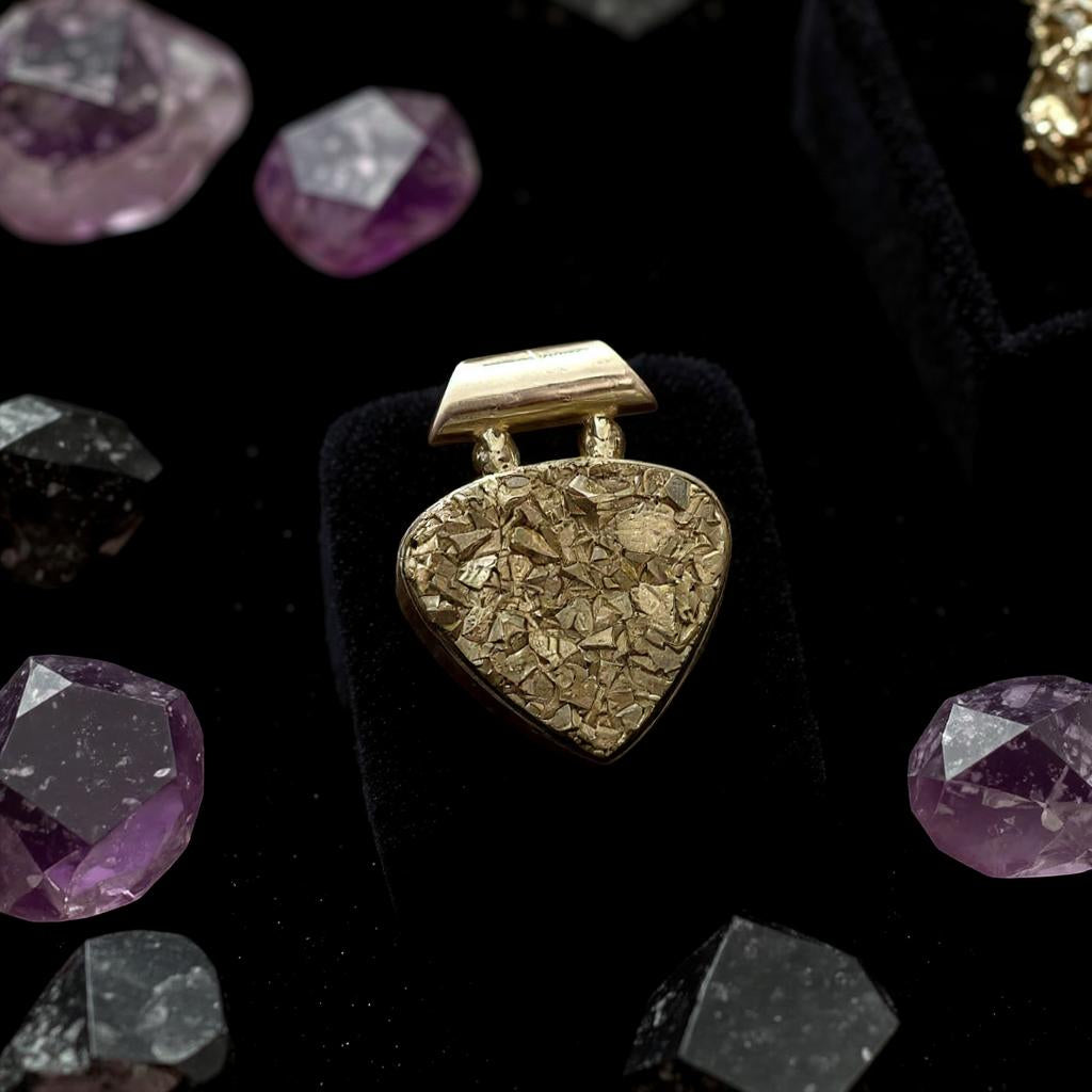 Colgante Pirita Dorada Premium - Plata 925 - Joyas Velardi