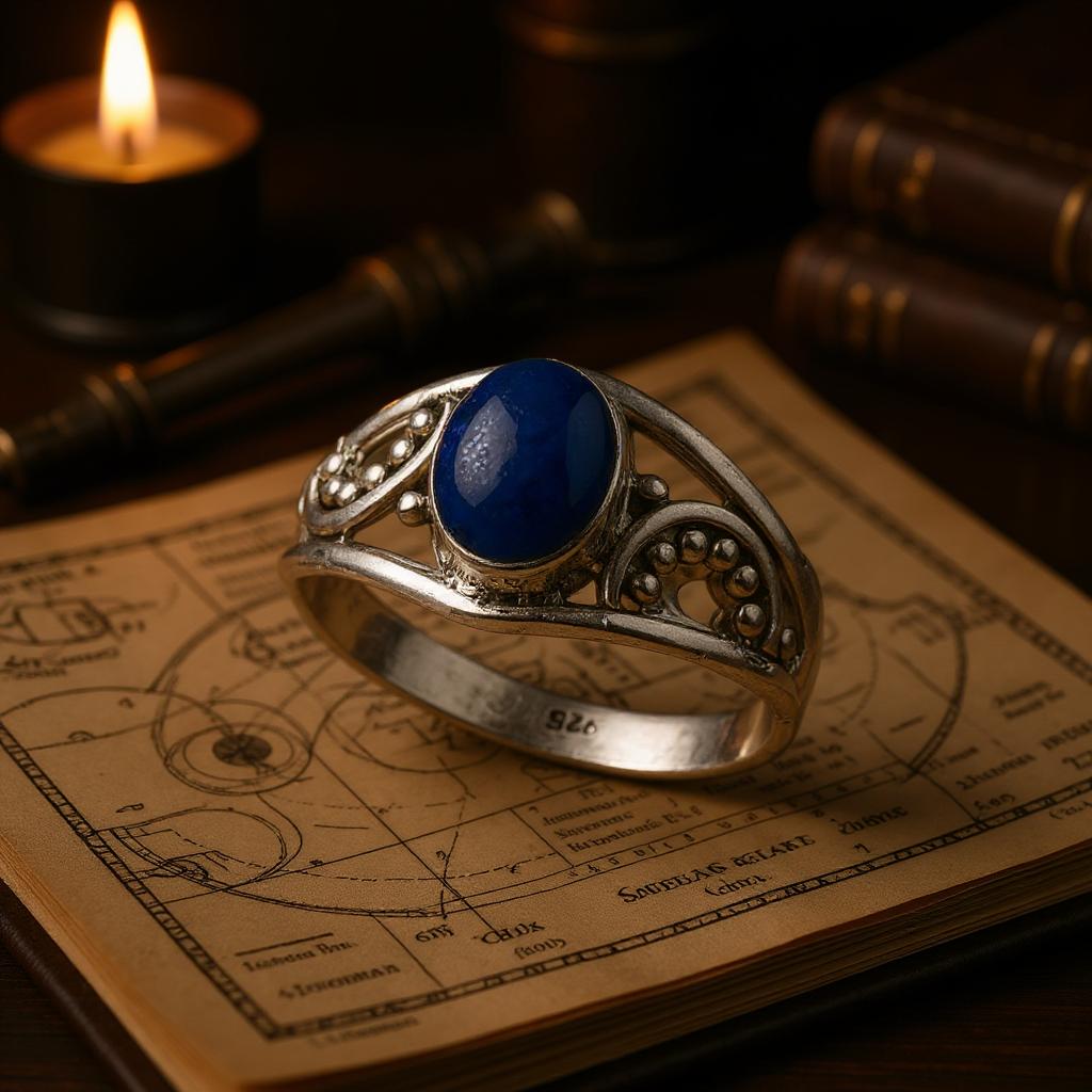 Anillo de plata 925 con Lapislázuli de Afganistán – Zahra - Joyas Velardi