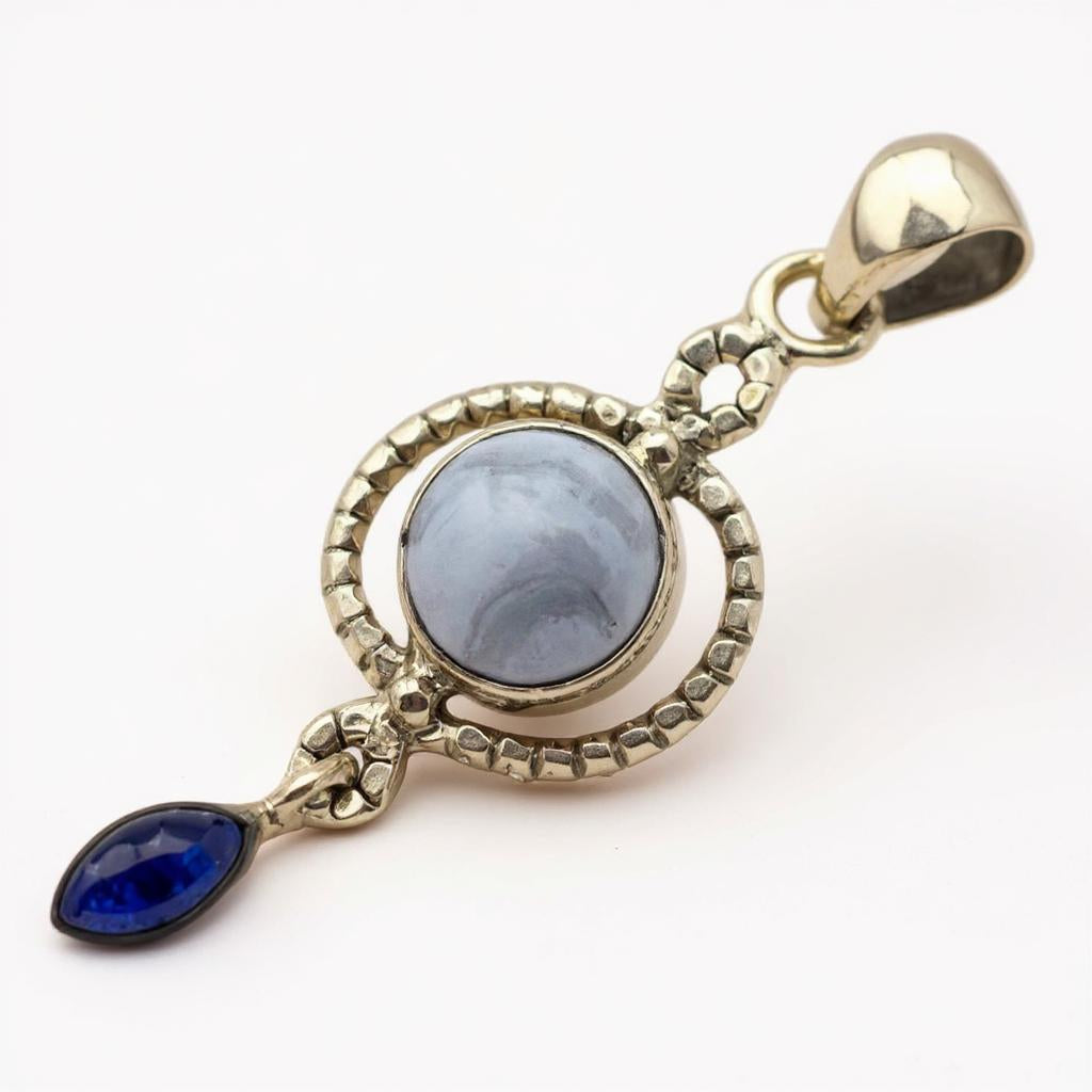 Colgante Agata Lazo Azul y Lapislazuli de Afganistan - Joyas Velardi