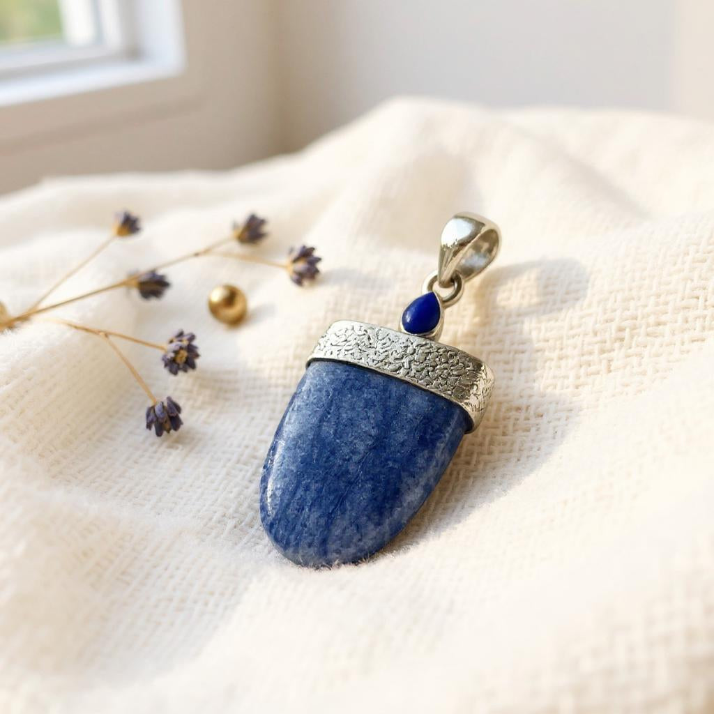 Colgante de Dumortierita Y Lapislazuli de Afganistan - Joyas Velardi