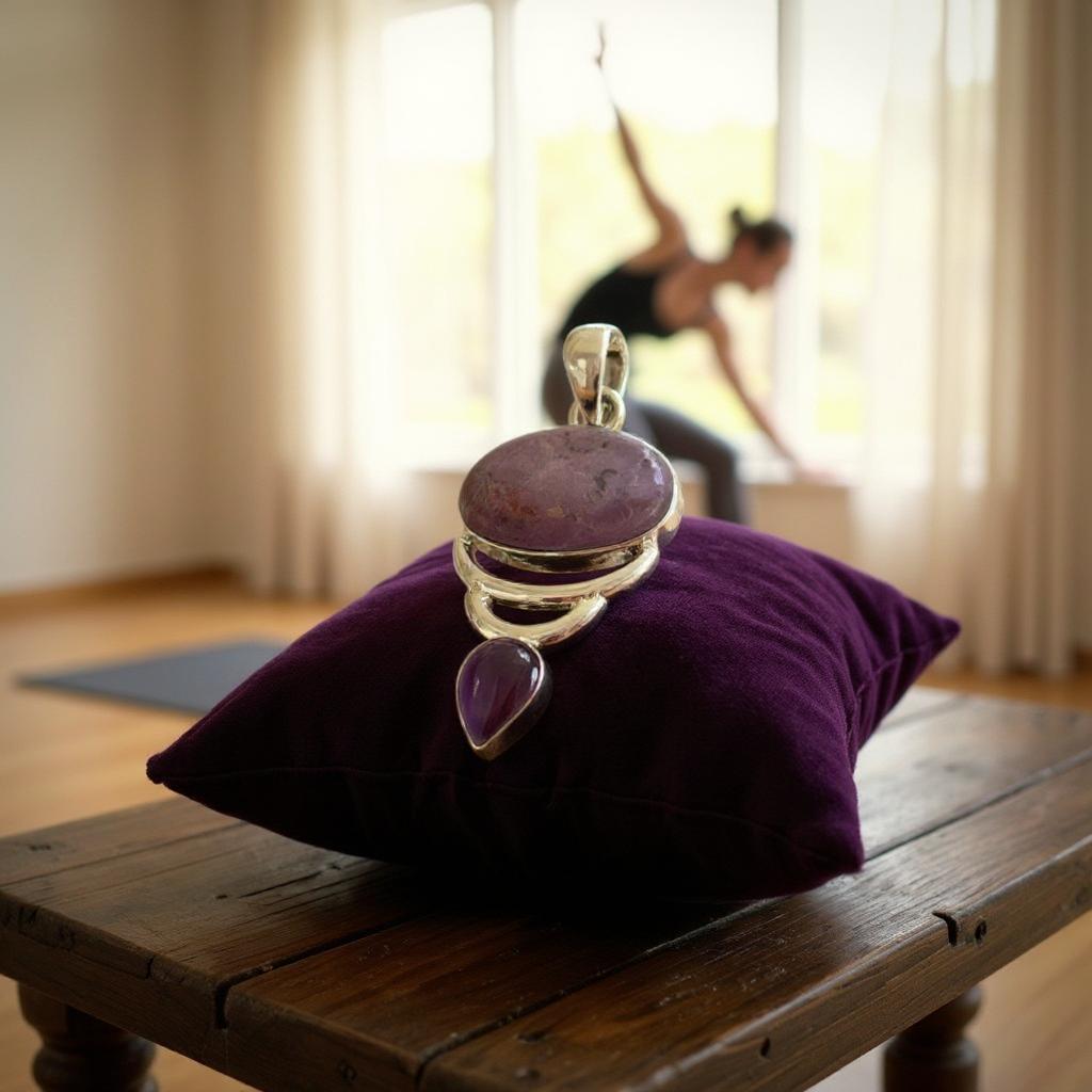 Selene – Colgante de Jade Lavanda y Amatista de África en Plata 925 - Joyas Velardi