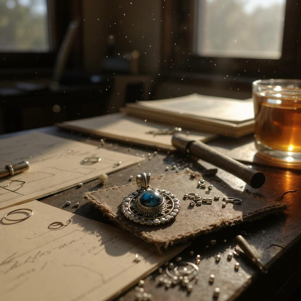 Colgante medallon Labradorita Azul de Madagascar - Joyas Velardi