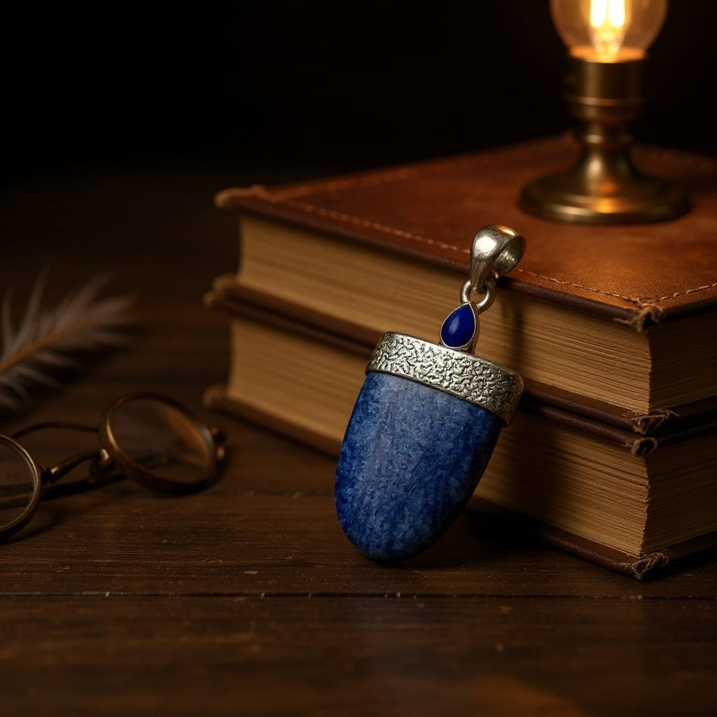 Colgante de Dumortierita Y Lapislazuli de Afganistan - Joyas Velardi