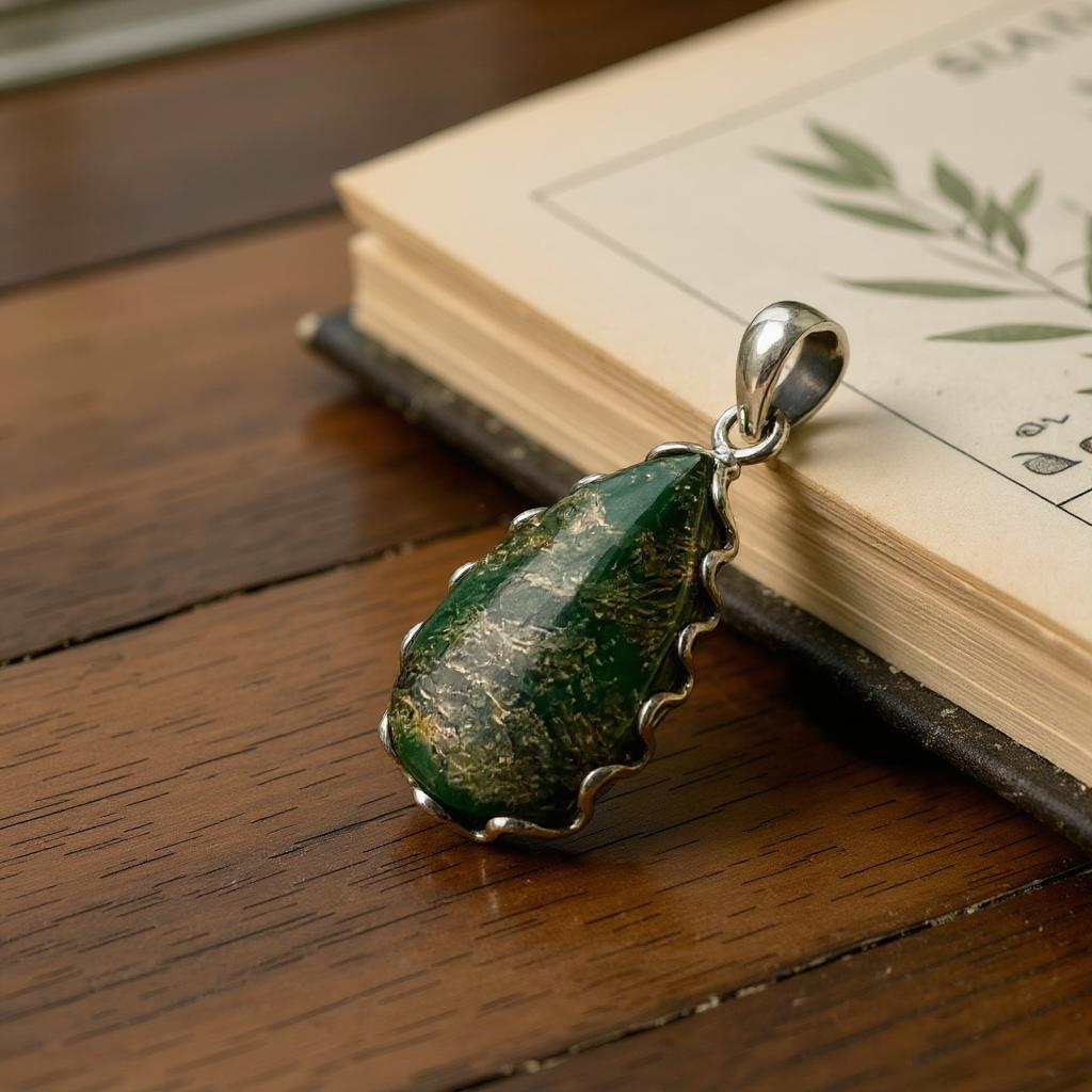 Colgante de Fucsita Verde en Plata 925 - Joyas Velardi