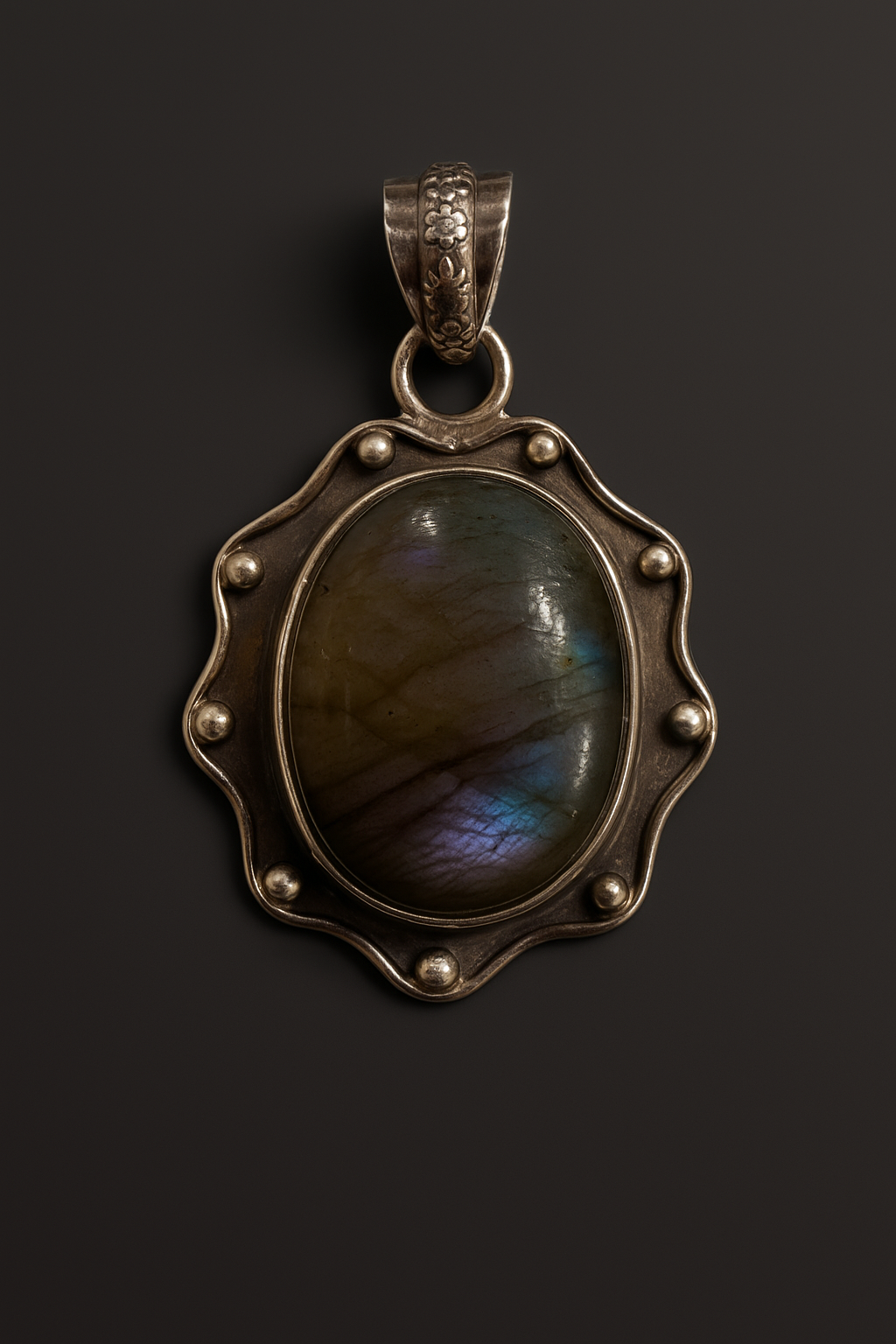 Colgante Espectrolita Labradorita De Finlandia Plata - Joyas Velardi