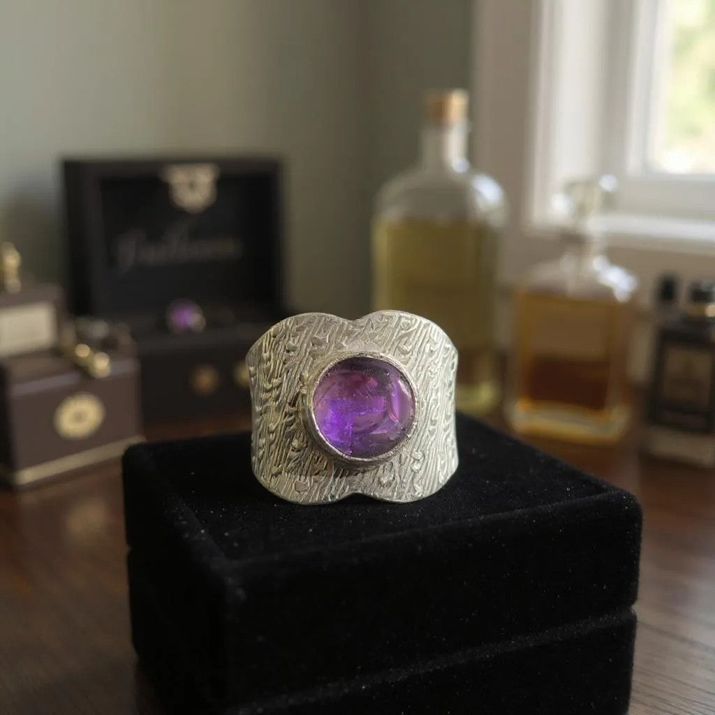 Lyra – Anillo de plata 925 con amatista de África - Joyas Velardi