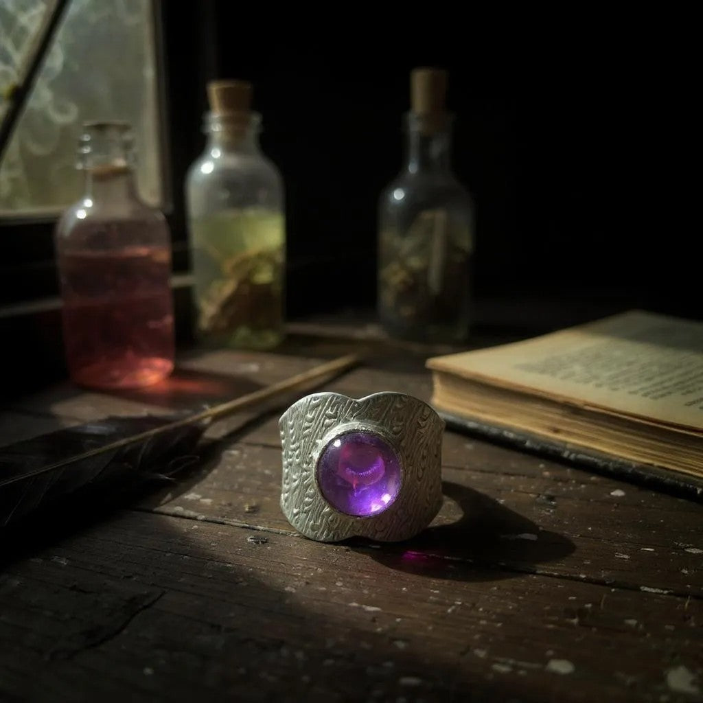 Lyra – Anillo de plata 925 con amatista de África - Joyas Velardi