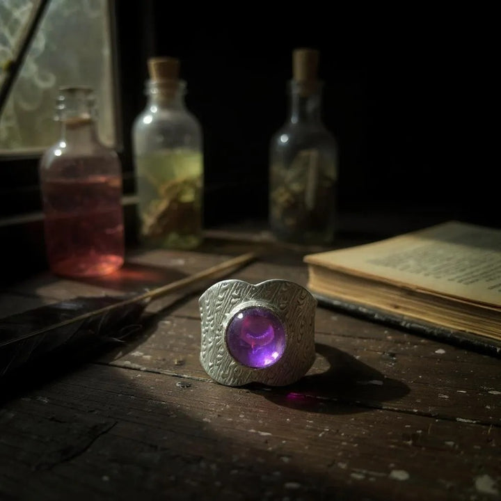 Lyra – Anillo de plata 925 con amatista de África