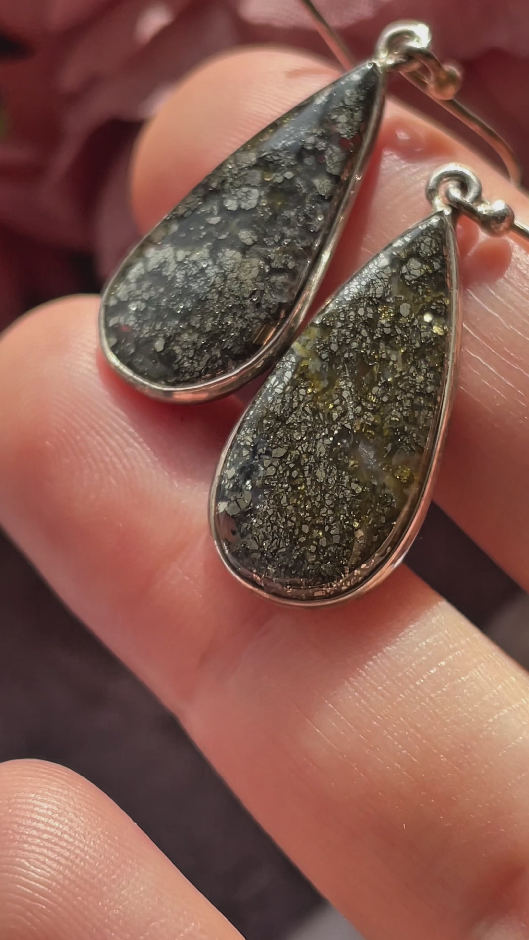 Aros Ágata nipomo marcasita (extremadamente rara) california - plata 925