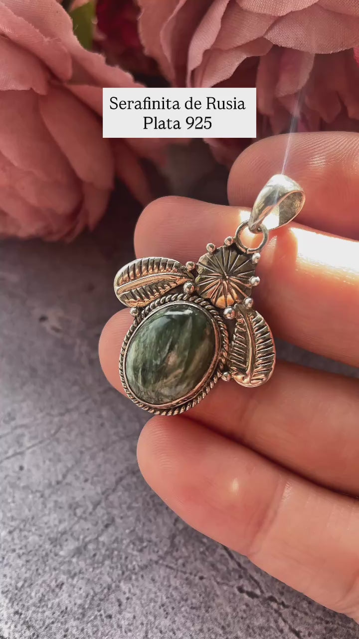Colgante de serafinita de Rusia Plata 925 - Elysian