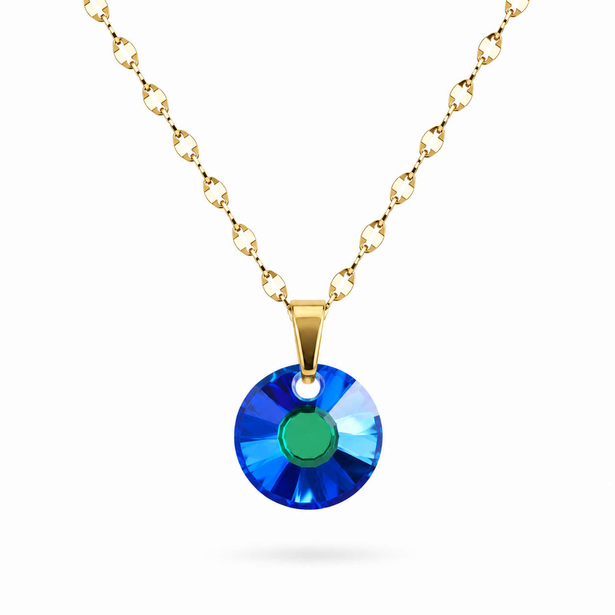 Collar punto de luz sun cristal azul Enchapado en oro