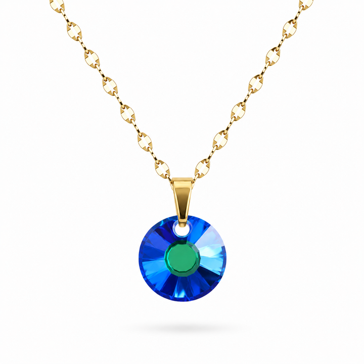 Collar punto de luz sun cristal azul Enchapado en oro