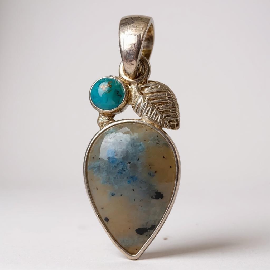 Colgante Isis – Canvasita y Turquesa Azul en Plata 925 - Joyas Velardi